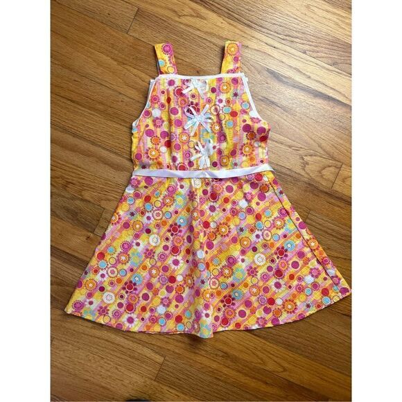 Vintage Girls Flower Power Dress 90s does 70s Seersucker - Picture 1 of 6